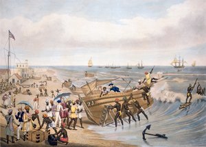 Madras, Einschiffung, graviert von C. Hunt, 1856