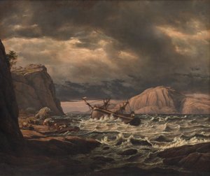 Ein Schiffswrack an der Küste Norwegens