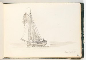 Ein großes Segelschiff in ruhigem Wasser