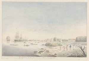 Wasserseite von Paramaribo kurz nach dem Brand von 1821