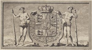 Das dänische Wappen mit wilden Männern als Schildhalter von J.F. Clemens