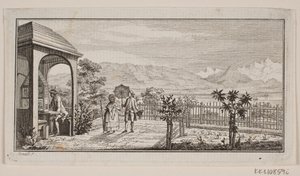 Eine Gartenterrasse in Genthod mit einem spazierenden Paar