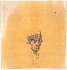 Vorarbeit zu einem der Köpfe für den Stich: Friedrich der Große reitet nach einer Revue in Potsdam nach Hause von J.F. Clemens