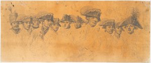 Vorarbeit zum Stich: Friedrich der Große reitet nach einer Revue in Potsdam nach Hause von J.F. Clemens
