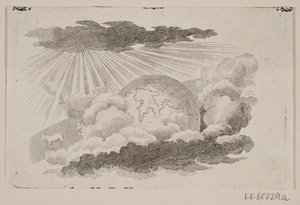 Die Erdkugel rollt zwischen den Wolken
