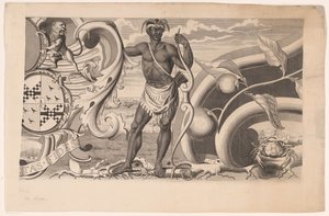 Teil des Randes einer Karte von Suriname (rechter Teil) von J.G. de la Croix