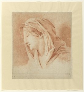 Kopf einer Frau mit Kopftuch, von der Seite von J.H. Tak