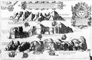 Die Insel St. Helena, Illustration aus Linschotens Itinerario, 1596