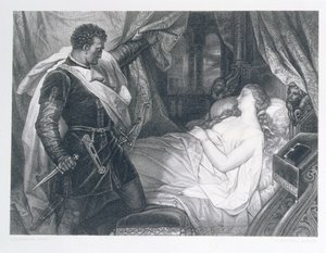 Othello und Desdemona, graviert von Eduard Buchel (1835-1903)