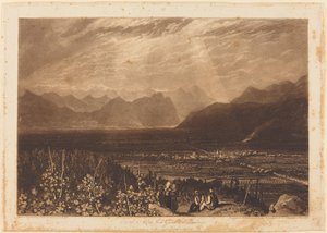 Kette der Alpen von Grenoble nach Chamberi, veröffentlicht 1812 von Joseph Mallord William Turner