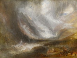Tal von Aosta: Schneesturm, Lawine und Gewitter, 1836-37 von Joseph Mallord William Turner
