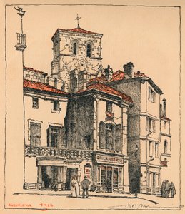 Der Place du Murier mit dem Turm der Kirche St. Andre in Angouleme, Frankreich