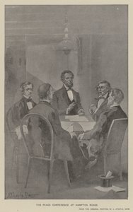 Die Friedenskonferenz in Hampton Roads (Lithografie)