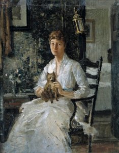 Porträt einer Dame mit einem Hund (Anna Baker Weir) von J. Alden Weir