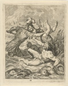 Achilles kämpft mit dem Flussgott Scamander von J. Alexander Janssens