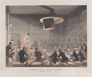 Zeichnen nach dem Leben an der Royal Academy, Somerset House, 1. Januar 1808
