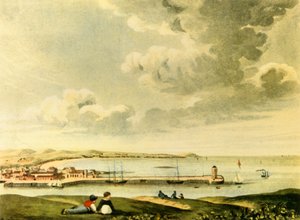 Ansicht der Bucht und des Piers von Douglas, Isle of Man von J. Burman