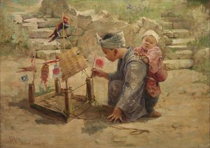 Japanischer Junge baut ein Kriegsschiff, 1895 von J. C. Arter.