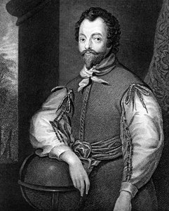Sir Francis Drake, englischer Navigator und Freibeuter des 16. Jahrhunderts von J. Cochran