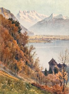 Chillon und Rhonetal von Veytaux von J. Hardwicke Lewis