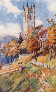 Die Kirche St. Martin, Vevey (Farblithografie)