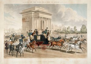 Pferdekutschen entlang der Hyde Park Corner, London, 1838