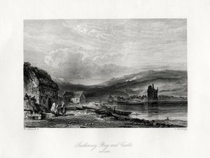 Scalloway Bay und Schloss, Zetland, 19. Jahrhundert von J. Horsburgh