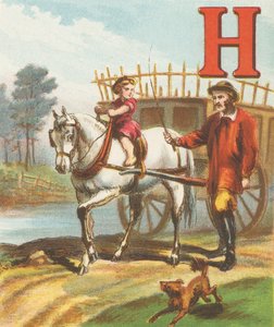 H: H ist das Pferd, so schlank und so stark; Es zieht den Heuwagen zur Wiese entlang