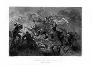 Angriff der Zouaven, Eroberung der Roanoke-Insel, North Carolina von J. J. Crew