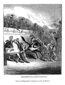 Vorbereitung für ein römisches Pferderennen, 1843