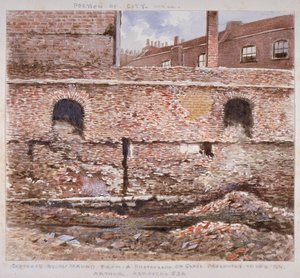 Teil der Londoner Mauer, die die innere Seite in Cooper