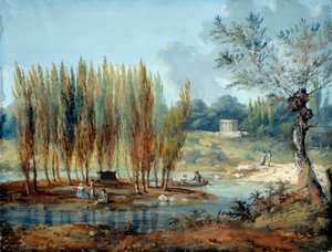 Ansicht des Grabes des Schweizer Philosophen Jean Jacques Rousseau (1712-1778) in Ermenonville (Oise) von J. Moreth