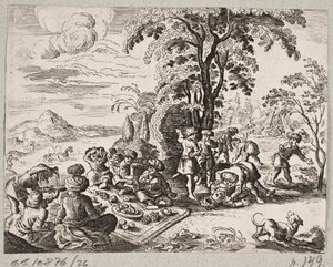 Illustration zu Adam Olearius, „Persianischer Rosenthal von einem Sinnreichen Poeten Schich Saadi […]“, Schleswig 1660