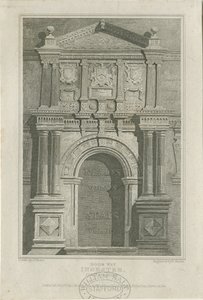 Ingestre Hall - Tür: Gravur, undatiert [ca. 1821] von John Preston Neale