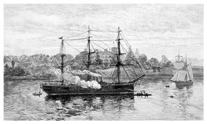 Regierungshaus und HMS Nelson, Sydney, New South Wales, Australien, 1886 von J. R. Ashton