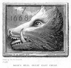 Wirtshausschild vom Boars Head Tavern, Eastcheap, London, 19. Jahrhundert