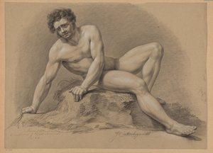 Sitzender männlicher Akt, von vorne gesehen (2. Preis 1810) von J. Uittenbogaardt