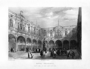 Die Royal Exchange, London, 19. Jahrhundert von J. Woods