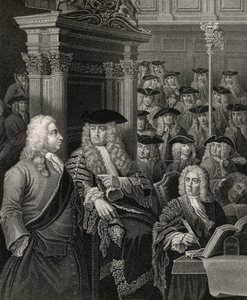 Das House of Commons in der Verwaltung von Sir Robert Walpole, graviert von R. Page, aus 