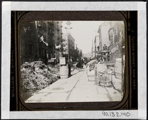Straßenreinigung in der Tammany Street vor Warings Tag, vor 9 Varick Place, ca. 1890