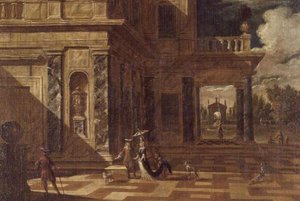 Architektonische Capricci mit eleganten Figuren