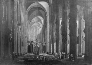 Innenraum einer fünfschiffigen katholischen Kirche von Jacob Balthasar Peeters