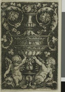 Ornament mit Vase und zwei Genien zu Füßen von Jacob Binck