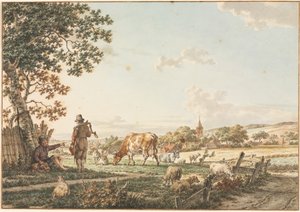 Pastorale Landschaft mit Dorf, 1799