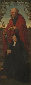 Heiliger Petrus und ein Stifter, Heiliger Thomas Rückseite von Jacob Cornelisz. van Oostsanen