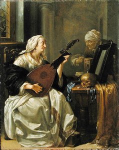 Frau mit Theorbo, Vanitas, ca. 1660 von Jacob Duck