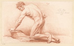 Kniender männlicher Akt, von der Seite gesehen (2. Preis 1797)