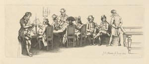 Männer in einem Kaffeehaus mit einem Billardzimmer, 1814 von Jacob Ernst Marcus