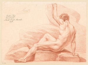 Sitzender männlicher Akt, seitlich gesehen (1. Preis 1798)