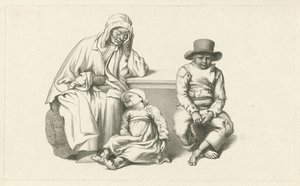 Sitzende alte Frau und zwei Kinder von Jacob Ernst Marcus